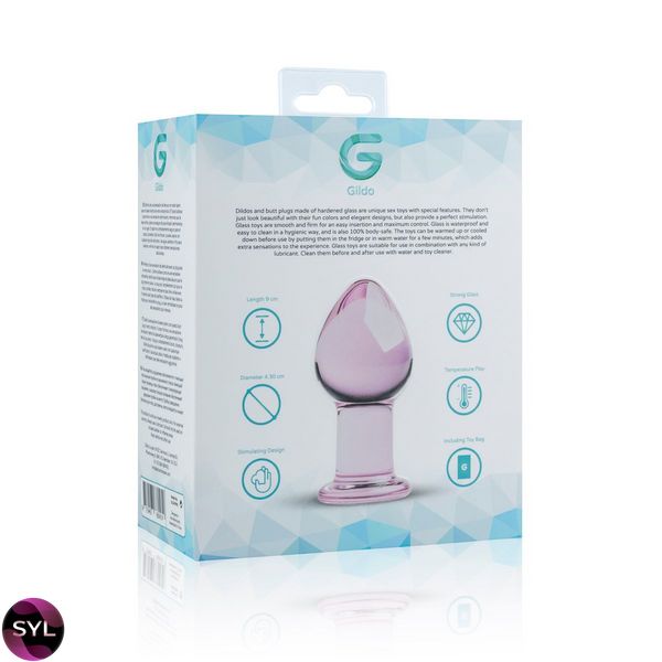 Рожева анальна пробка зі скла Gildo Pink Glass Buttplug SO4421 SafeYourLove