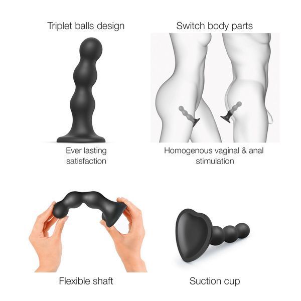Nasadka do strap-ona Strap-On-Me Dildo Plug Balls Black XXL