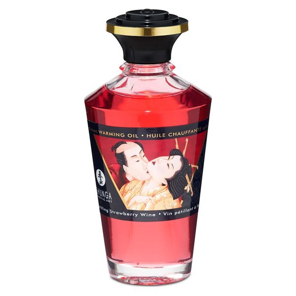 Разогревающее масло Shunga Aphrodisiac Warming Oil - Sparkling Strawberry Wine (100 мл) без сахара SO2497 фото