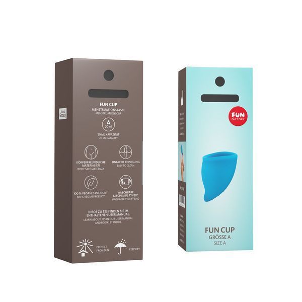 Kubeczek menstruacyjny Fun Factory FUN CUP SIZE A, wielorazowy, średnica 4 cm, pojemność 20 ml, Teal