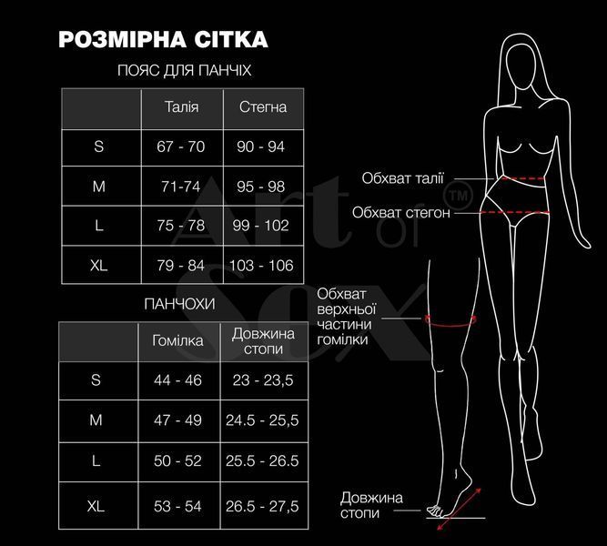 Комплект пояса и чулки Art of Sex - Deily, черный, размер L SX3644 фото