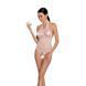 Bodystocking in large mesh Passion BS087, open back, halter, with access, color White