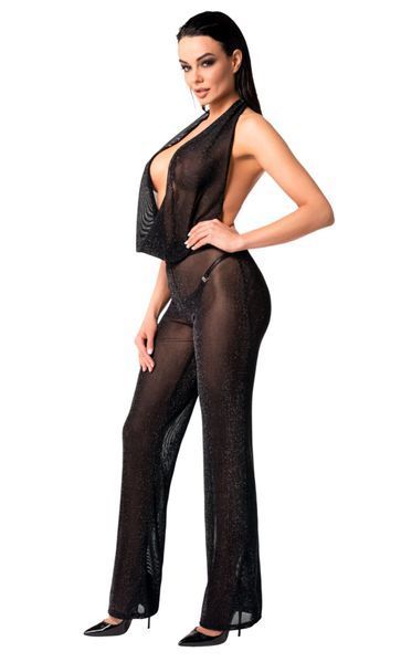 Jumpsuit Noir Handmade F350 Shiny tulle overall, size L