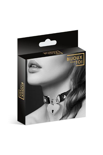 Чокер з замочком-сердечком Bijoux Pour Toi - HEART LOCK, екошкіра SO1883 SafeYourLove