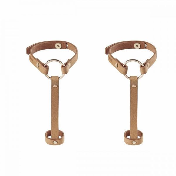 Пара браслетов на запястье и палец Bijoux Indiscrets MAZE Hand Bracelet Harness Brown, экокожа BJ0241 фото