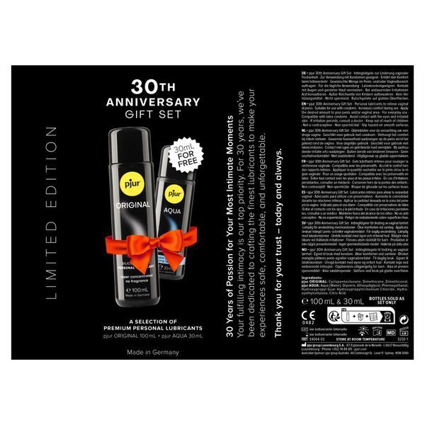 Zestaw prezentowy na 30. rocznicę PJUR: Original 100 ml i Aqua 30 ml