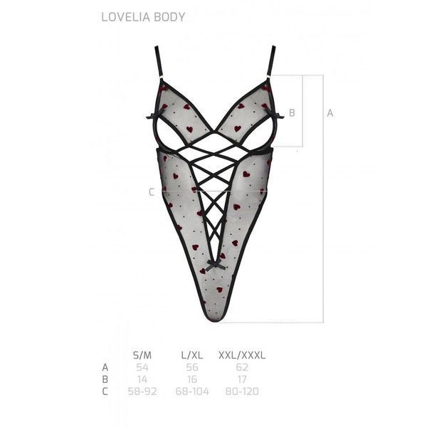 Еротичний боді з малюнком LOVELIA BODY - Passion, колір Black, розмір 2XL/3XL SO4755 SafeYourLove