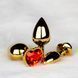 Золотистый металлическая анальная пробка Heart gem/красный Ouch! (Нидерланды), размер M OU492999 фото 7