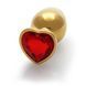 Золотистый металлическая анальная пробка Heart gem/красный Ouch! (Нидерланды), размер M OU492999 фото 5