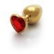 Золотистый металлическая анальная пробка Heart gem/красный Ouch! (Нидерланды), размер M OU492999 фото 1