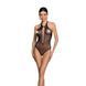 Бодистокинг с декольте Passion BS088, имитация корсетной шнуровки, цвет Black SO6382 фото