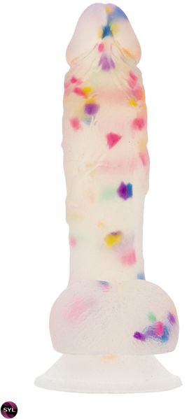 Фаллоимитатор с конфетти ADDICTION - PARTY MARTY 7.5″ - FROST & CONFETTI, 19 см, силикон SO4532 фото