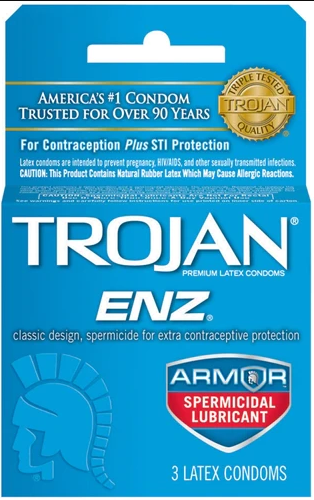 Zestaw 3 prezerwatyw Trojan ENZ Armor plemnikobójczy