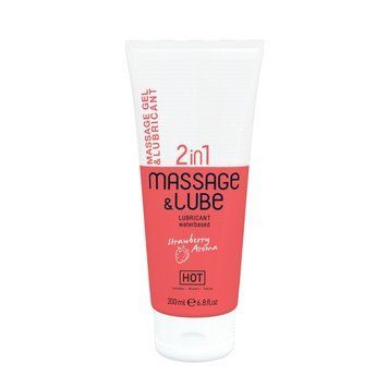 Массажный гель и лубрикант HOT Massage & Glide Gel 2in1 с ароматом клубники, 200 мл HOT44143 фото