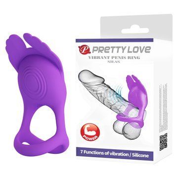 Фиолетовое эрекционное виброкольцо с крылышками PRETTY LOVE Silas 7 режимов, фиолетовое BI-210318-1 фото
