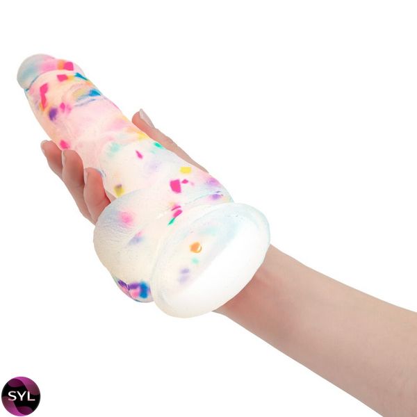 Фаллоимитатор с конфетти ADDICTION - PARTY MARTY 7.5″ - FROST & CONFETTI, 19 см, силикон SO4532 фото