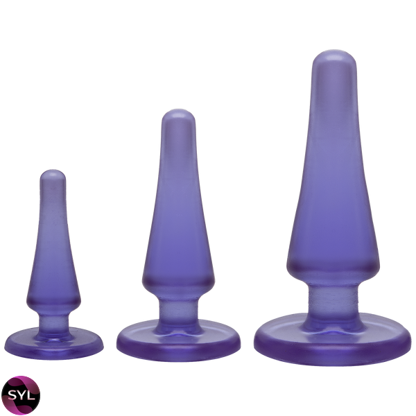 Набор анальных пробок Doc Johnson Crystal Jellies Anal - Purple, макс. диаметр 2см - 3см - 4см SO1977 фото