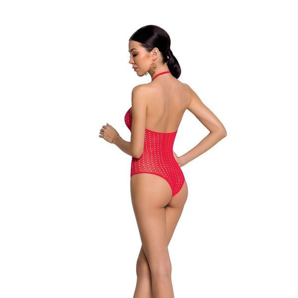 Бодистокинг с декольте Passion BS088, имитация корсетной шнуровки, цвет Red SO6383 фото