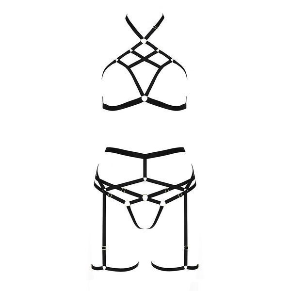 Комплект білизни MORGAN SET OpenBra - Passion Exclusive: стрепи: трусики, ліф, пояс PS23903 SafeYourLove