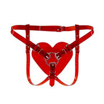 Heart Strap-on Panties Feral Feelings - Hearts Strap-on Belt Red Transparent