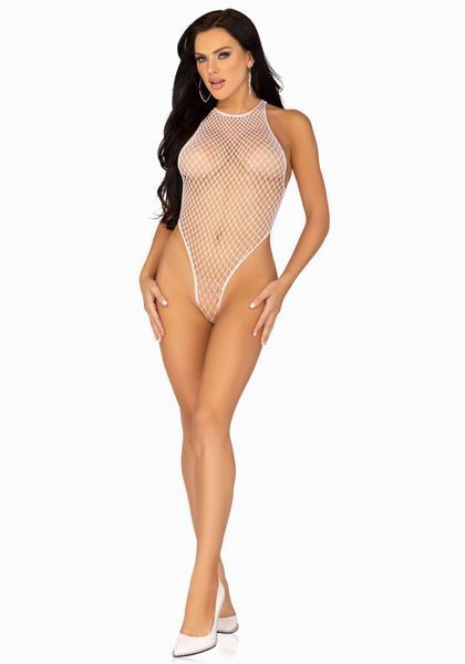Leg Avenue Net snap crotch tank bodysuit OS White SO7884 фото