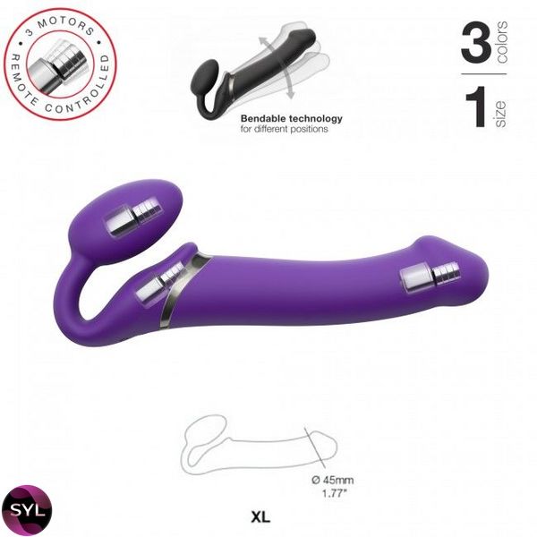 Безремневой страпон с вибрацией Strap-On-Me Vibrating Violet XL, диам. 4,5см, пульт ДУ, регулируемый SO3827 фото