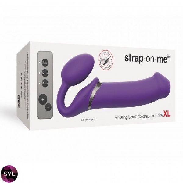 Безремневой страпон с вибрацией Strap-On-Me Vibrating Violet XL, диам. 4,5см, пульт ДУ, регулируемый SO3827 фото