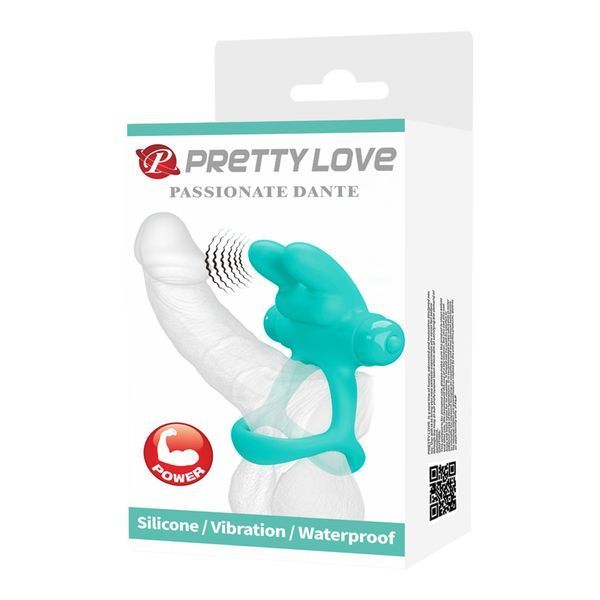 Эрекционное виброкольцо с кроликом PRETTY LOVE Passionate Dante силиконовое, бирюзовое BI-210320-1 фото