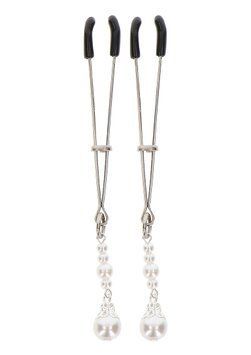 Затискачі на соски з намистинами Tweezers With Pearls Taboom, срібні TB17270 /824561 SafeYourLove