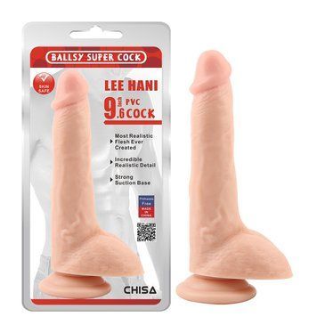 Фаллоимитатор реалистичный Chisa Ballsy Super Cock Lee Hani с мошонкой на присоске, телесный 80452 /CN-471780452 фото