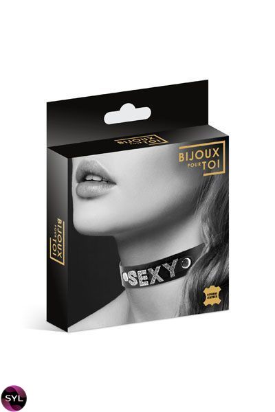 Чокер зі стразами Bijoux Pour Toi - SEXY, натуральна шкіра SO1876 SafeYourLove