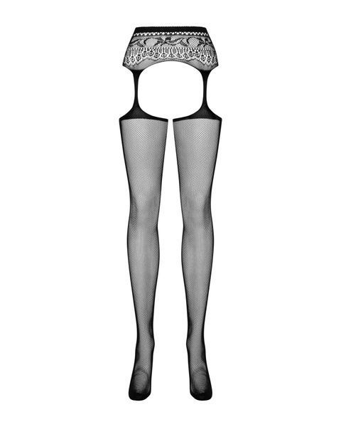 Pończochy siateczkowe z koronkowym pasem Pończochy Obsessive Garter S307, imitacja, rozmiar S-L