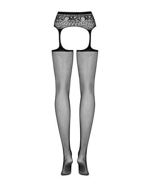 Pończochy siateczkowe z koronkowym pasem Pończochy Obsessive Garter S307, imitacja, rozmiar S-L