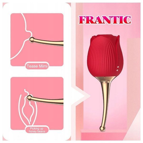 Вакуумный стимулятор клитора с вибрацией в виде розы Rose Flirting BS260136 фото