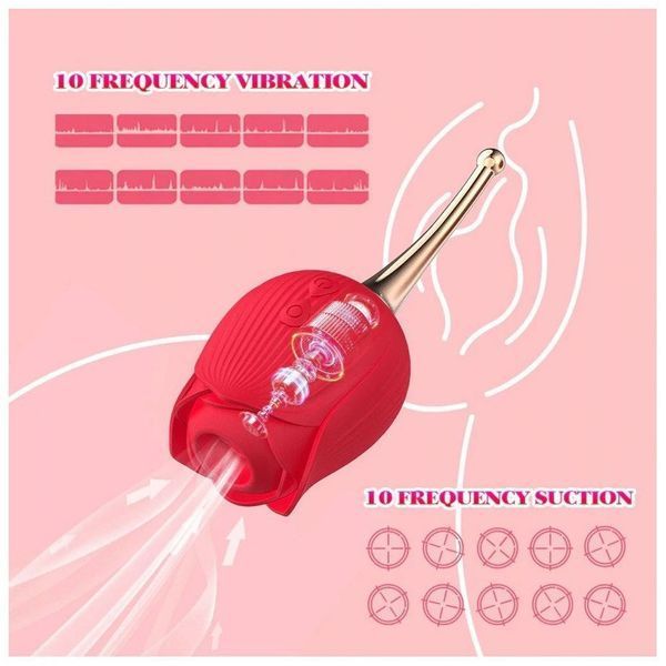 Вакуумный стимулятор клитора с вибрацией в виде розы Rose Flirting BS260136 фото