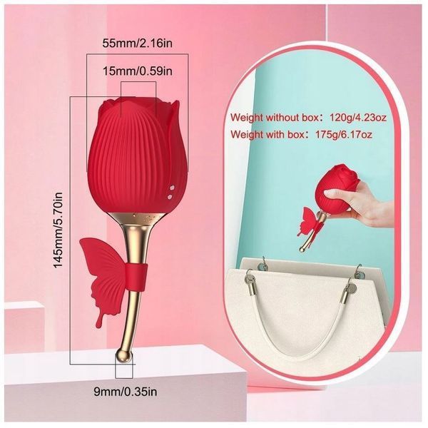 Вакуумный стимулятор клитора с вибрацией в виде розы Rose Flirting BS260136 фото
