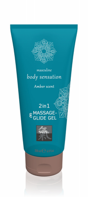 Лубрикант и массажное масло 2 в 1 Massage-& Glide gel 2in1 Amber scent 200 мл HOT67073 фото
