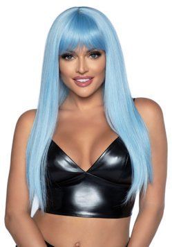 Довга блакитна перука Leg Avenue Long straight bang wig Blue, гладенька, 61 см SX1041 SafeYourLove