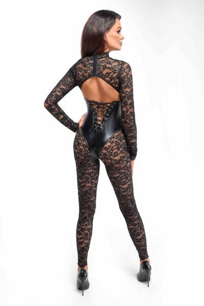 Комбинезон Noir Handmade F299 Enigma lace catsuit with underbust bodice, размер S SX0231 фото