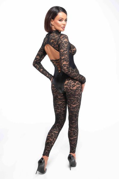 Комбинезон Noir Handmade F299 Enigma lace catsuit with underbust bodice, размер S SX0231 фото