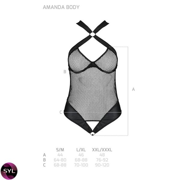 Сітчастий боді з халтером Amanda Body black L/XL - Passion SO5315 SafeYourLove