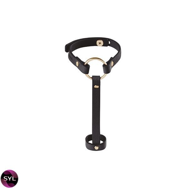 Пара браслетів на зап'ясті і палець Bijoux Indiscrets MA Hand Bracelet Harness Black, екошкіра SO2679 SafeYourLove