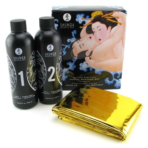 Гель для NURU масажу Shunga Oriental Body-to-Body – Exotic Fruits (2 x 225 мл) плюс простирадло SO2552 SafeYourLove