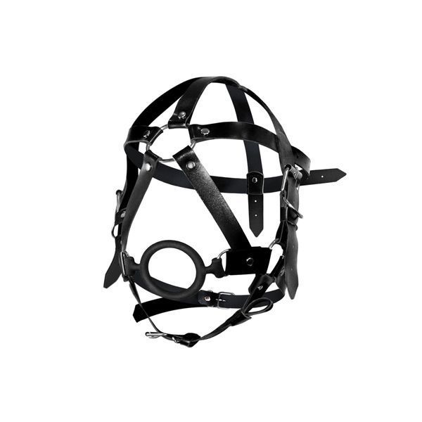 Gag mask with silicone ring Art of Sex - Tamer, Genuine leather, Black