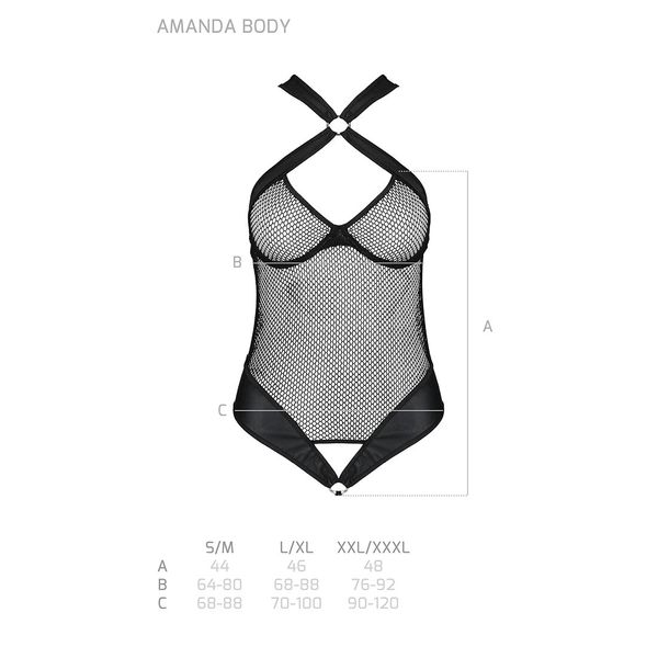 Сетчатый боди с халтером Amanda Body black - Passion SO5315 фото