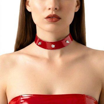 Лакований чокер з шипами Art of Sex - Mistress, колір червоний, розмір M SX3779 SafeYourLove