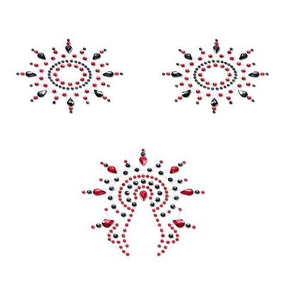 Пэстис из кристаллов Petits Joujoux Gloria set of 3 -/Red, украшение на грудь и вульву SO3130 фото