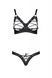 Passion Celine Bikini / eco-leather set, open bra, lace-up thong, size 4XL/5XL