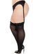 Leg Avenue Lace top opaque thigh highs, 1X/2X, translucent, lace elastic, Black