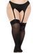 Leg Avenue Lace top opaque thigh highs, 1X/2X, translucent, lace elastic, Black